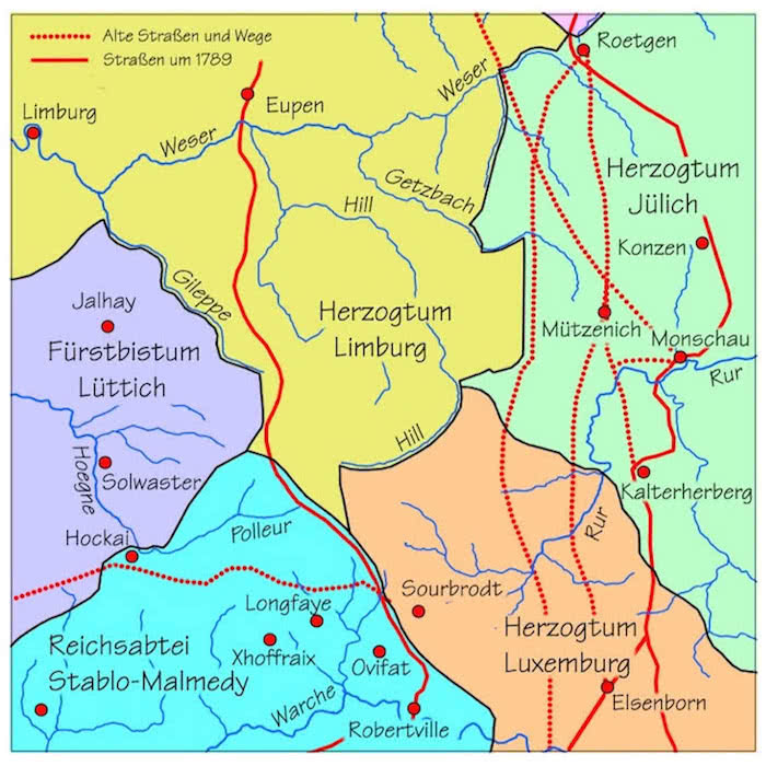 Historische Grenzen im Hohen Venn vor 1789