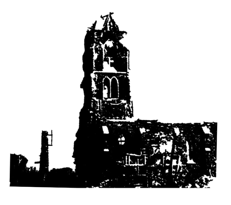 Die Kirche in Vossenack im Herbst 1944