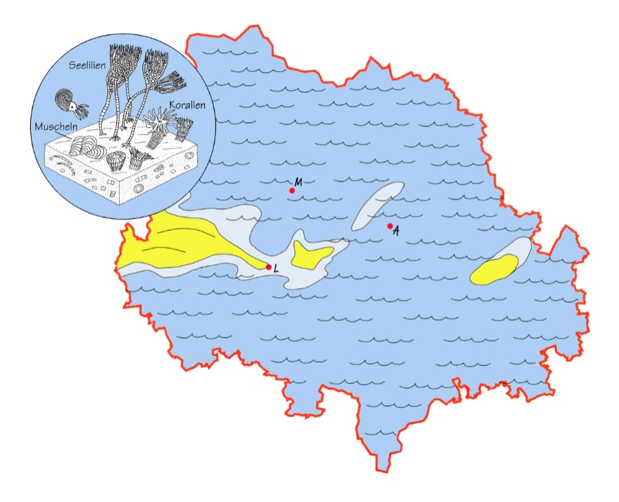 Land-Meerverteilung während der Oberdevon-Zeit in der Euregio Maas-Rhein
