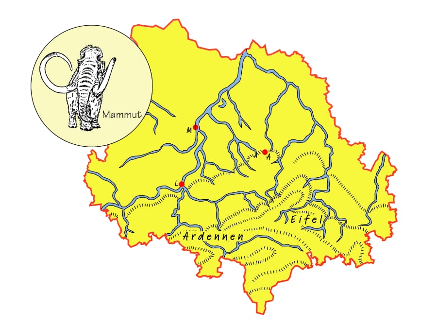 Land- Meerverteilung während der Quartär-Zeit in der Euregio Maas-Rhein